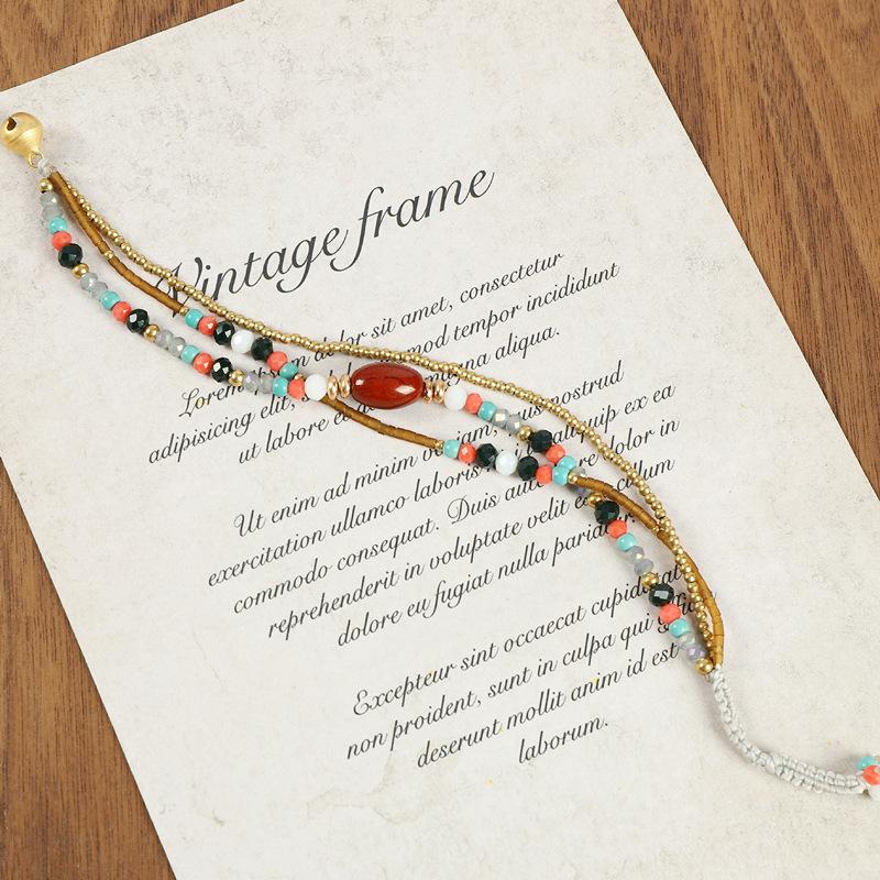 Boho Style Colorful Beaded Natural Stone Crystal Woven Bracelet