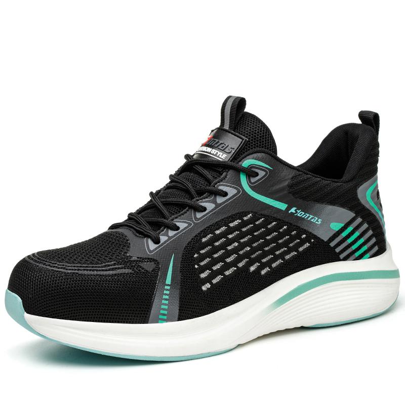 

мужские модные дышащие рабочие ботинки с защитными стальными подносками большого размера, утепленные кроссовки для рабочих, летние защитные ботинки 290 зелёный