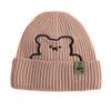 Hats for Women's Autumn and Winter New Bear Embroidered Knitted Hat Korean Style Versatile Wool Hat Couple Smiling Cloth Label Cold Hat Men