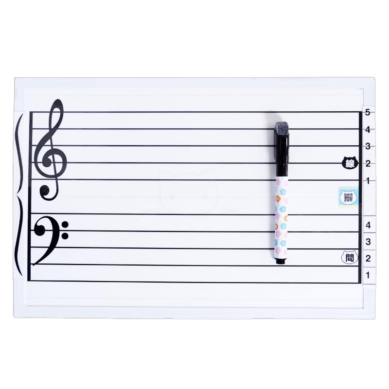 Mini Simple Musical Staff Whiteboard  W300mm X H200mm  Wall-Mounted  Whiteboard Staff Notation Board for Beginners, Self-Study, Musical Notes, Music