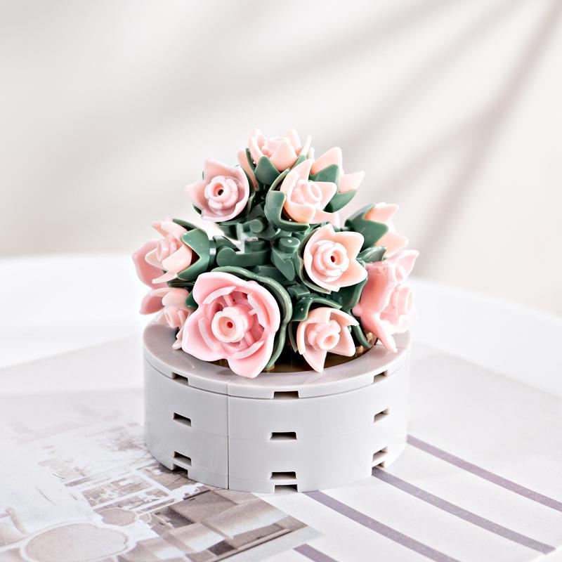 Jiaqi 2710 DIY Succulent Plant Building Blocks - Creative Children s Toy Model Ornaments 9*5*14.4 cm