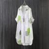 Camisa Estampada de Protección Solar para Mujer - Holgada, de Longitud Media, Talla Grande, Top de Verano