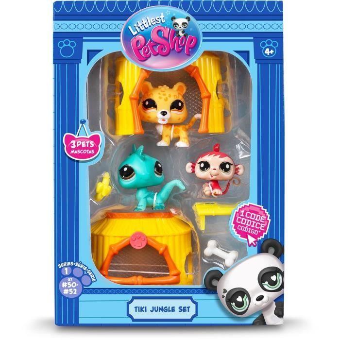 Bandai - Littlest Pet Shop - Tiki Jungle Pack - 3 Animals and Accessories - Bf00515