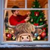 1pc Christmas Highland Cattle Static Cling Window Glass Stickers Waterproof No Residue Living Room Shop Home Decoration