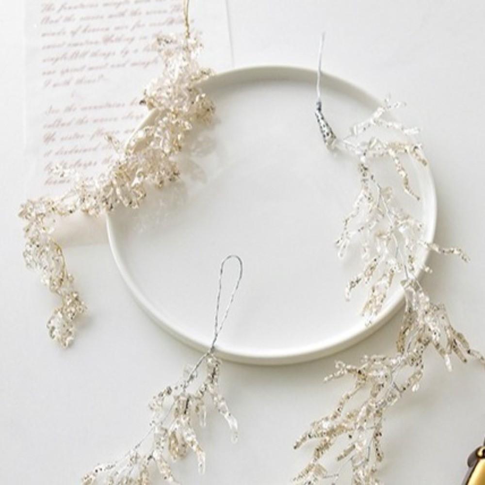 Realistic Glitter Christmas Branches Artificial Leaves Xmas Tree Hanging Ornament Holiday Party