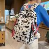 Schultasche Damen Studentin Rucksack mit großem Fassungsvermögen Kuh-Leopardenmuster Outdoor-Reise Freizeit-Reisegepäck Pendlerrucksack