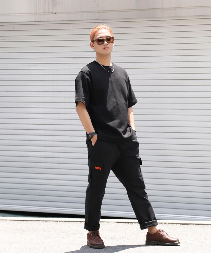 Seinteukeulu Twill Cotton Semi-Wide Cargo Pants Cs-301C Black