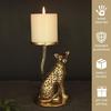 Aluminium Brass Finish Jaguar Pillar Candle Holder Statue  | Tabletop Showpiece for Good Luck | Gift Article for Wedding (Candle Not Included)