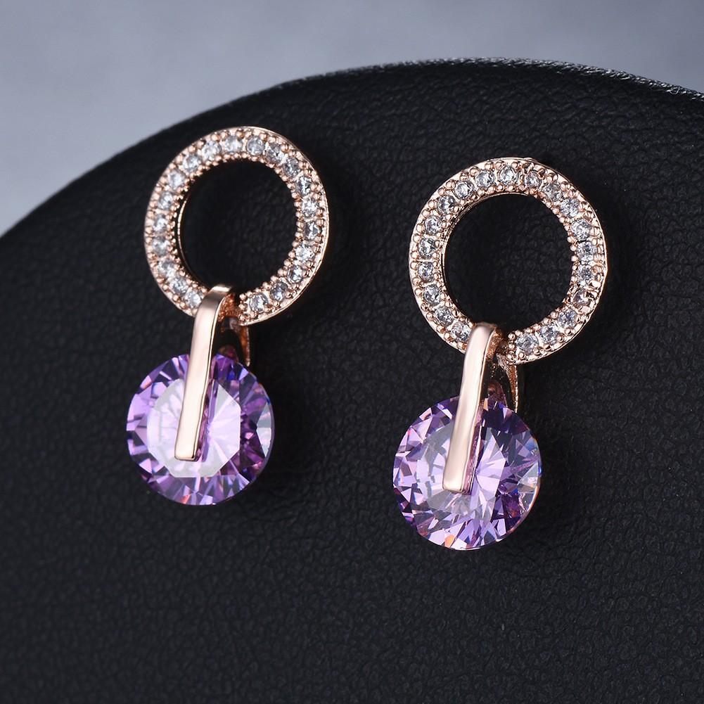 Round Diamond Zircon Korean Style Earrings for Women Simple and Niche Accessories