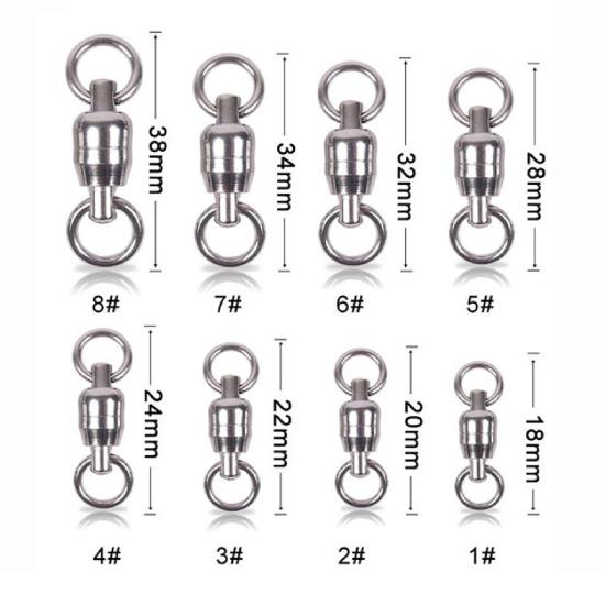 MUQZI Sports Accessory 3Pcs Stainless Steel Double Bearing Swivels Saltwater Fishing Tackle Connector