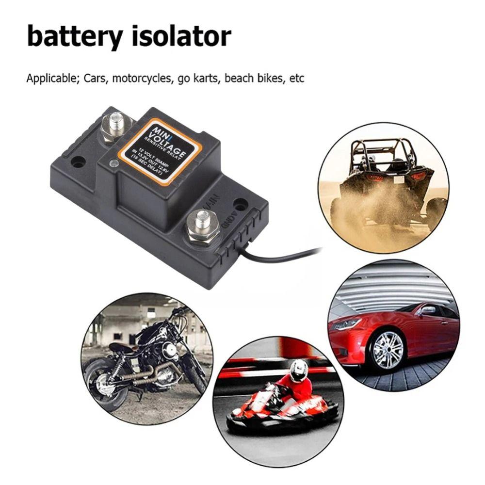 Waterproof Voltage Sensitive Relay Efficient Switch Protector 12V 50A Dual Battery Isolator Camper