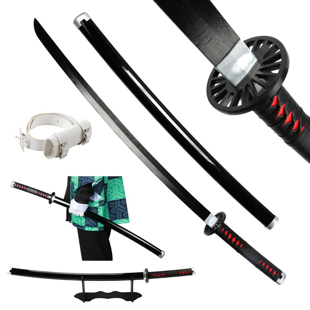 Anime Katana 104cm/41in Tanjiro Zenitsu Kyoujurou Samurai Swords Original Texture Anime Katana Cosplay Bamboo Wooden Toy Sword