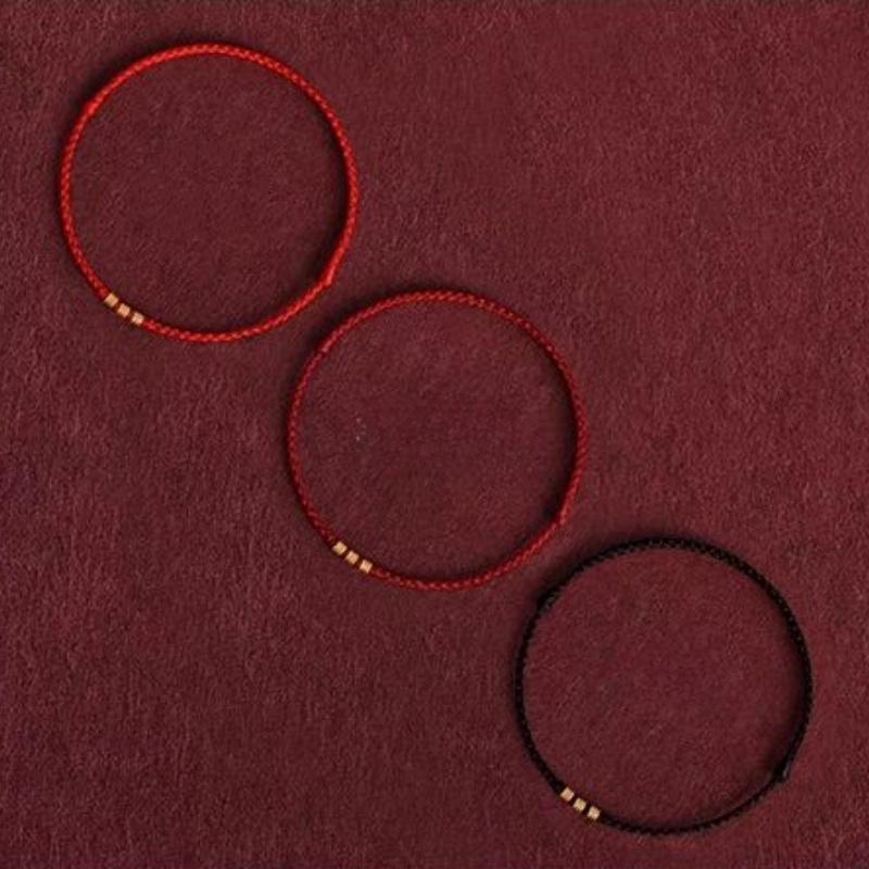 Fashion Simple Gold Color Beads Lucky Bracelets For Women Men Handmade Braided Red Rope Good Fortune Bracelet Couple Gifts
