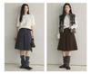 Xu Man Retro Korean Pleated Wool Midi Skirt for Women