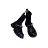Thick-soled metal buckle elastic short boots autumn and winter retro college style knitted thin boots women's versatile socks boots
