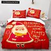 Merry Christmas King Queen Duvet Cover Red Santa Claus Theme Bedding Set for Kids Teens Adults Happy New Year Soft Quilt Cover