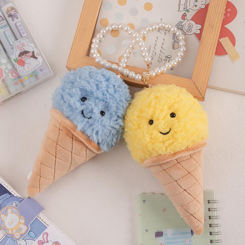 Candy-colored Ice Cream Cone Ice Cream Bag Key Pendant Super Soft Dolls Cartoon Plush Toys Comfortable Fabric Birthday Gifts