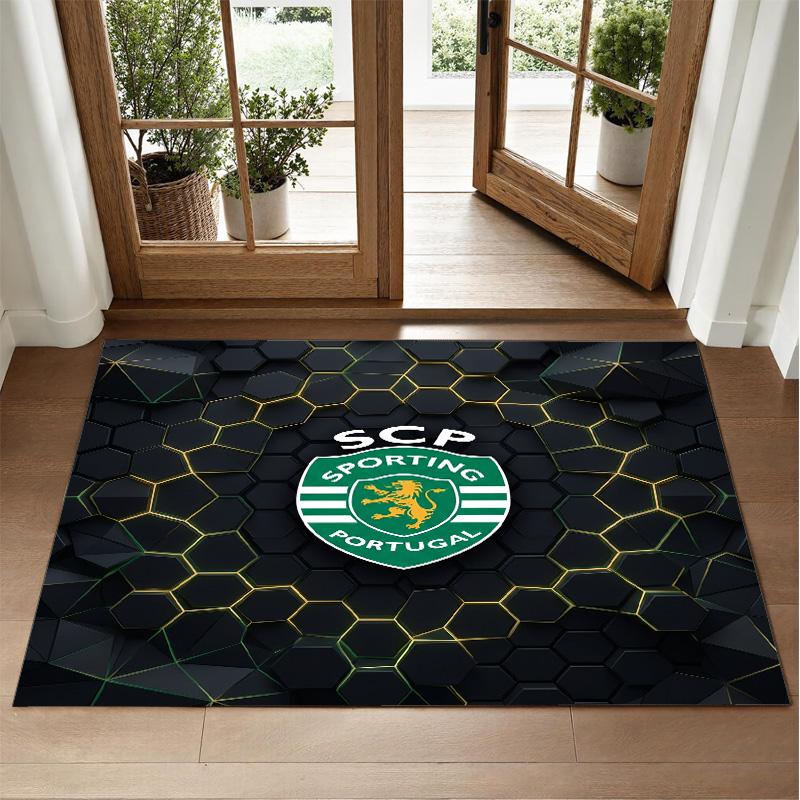 Sporting CP FC Design Crystal Velvet Rug Soft Decorative Mat for Bedroom Entrance