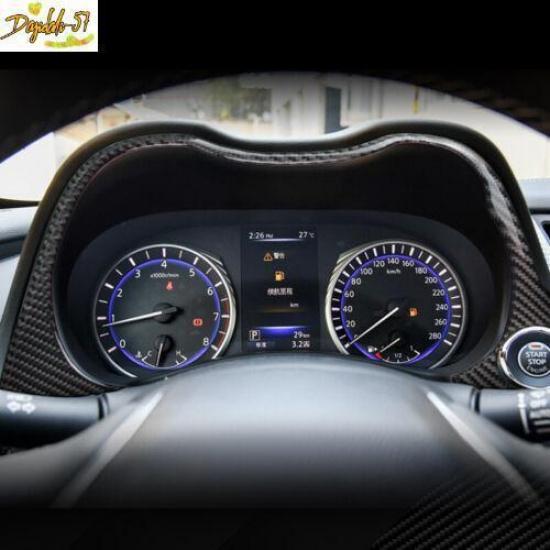 For Infiniti Q50 Q60 2014- Carbon Fiber Interior Dashboard Frame Cover Trim