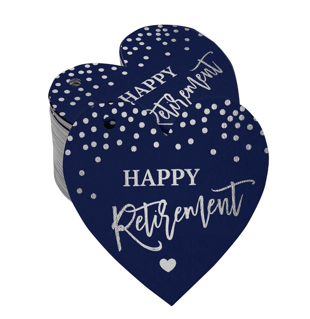Inkdotpot Silver Foil Paper Hang Tag Happy Retirement Favor Tag 100 Pieces