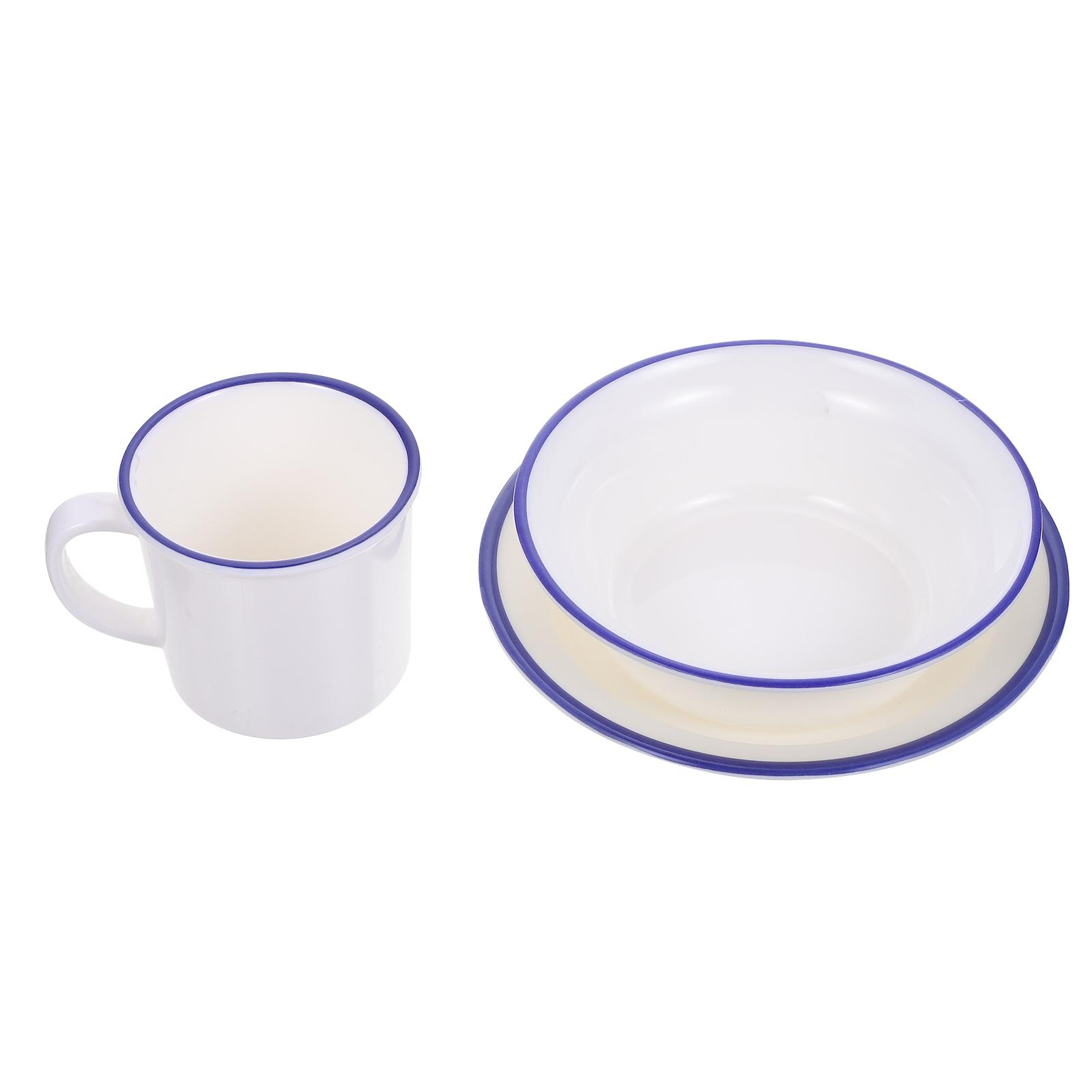 

1 Set Plate Cup Kit Vintage Tableware Service Sets For Home Kitchen Coffee Tea Dining Soup Rice Dish Kitchenware белый
