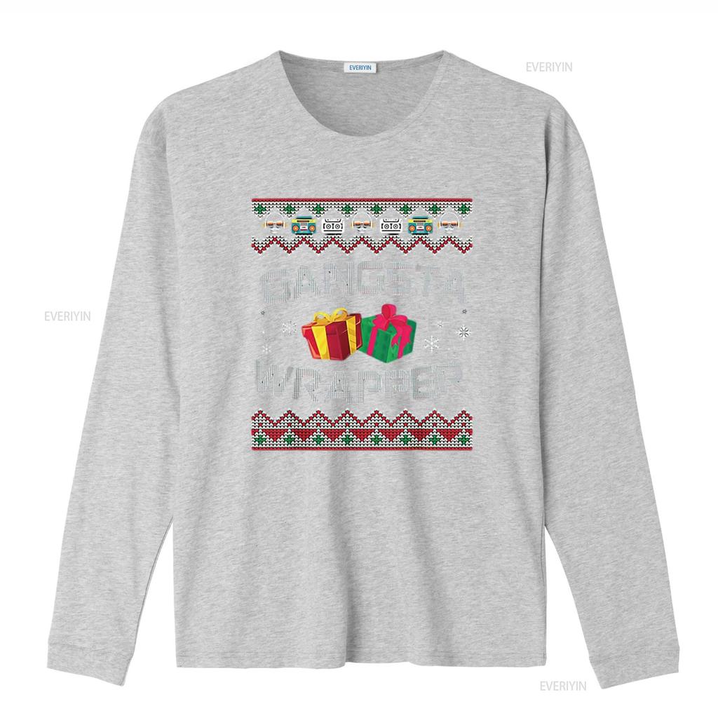 Gangster Wrapper Merry Christmas Rapper Gangsta Sweater Womens T Shirt Black Vintage Washed Unisex Versatile Comfortable Homme