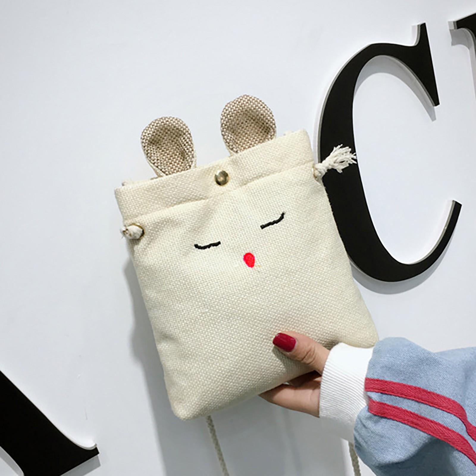 

Сумка через плечо из пеньковой веревки с вышивкой кроличьими ушками и вышивкой из холста One Size бежевый