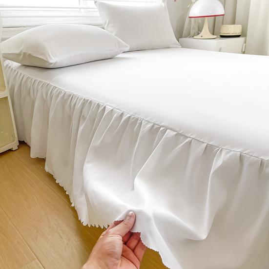 Ruffled Bed Skirt King Size Bed Skirt with Platform Queen Size Wrinkle-Free Fade Resistant Bed Skirt for Bedroom Hotel Women Men