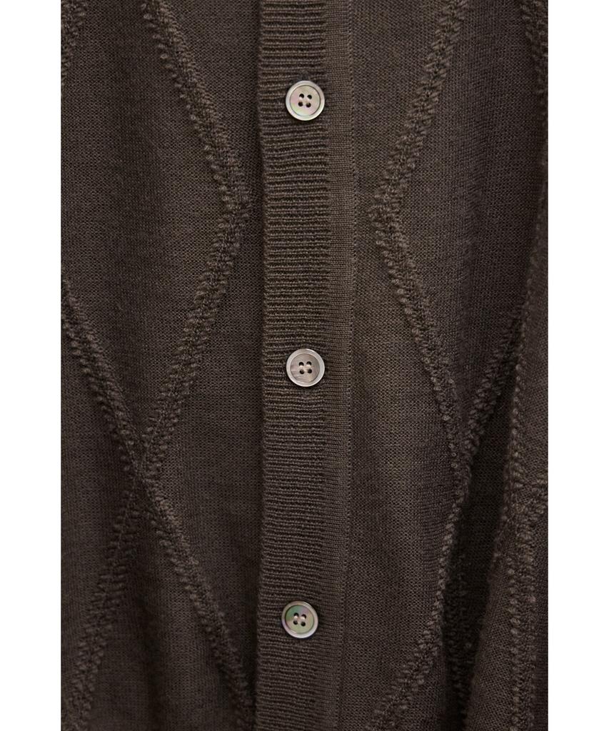 YOUTH Round Neck Textured Cardigan - Brown
