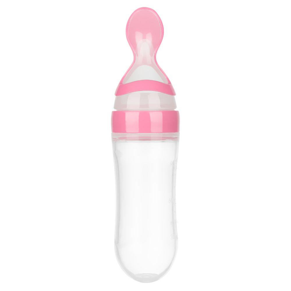 New Fashion Squeeze Silicone Feeding Bottle Food Rice Feeder Milk Bottle With Spoon