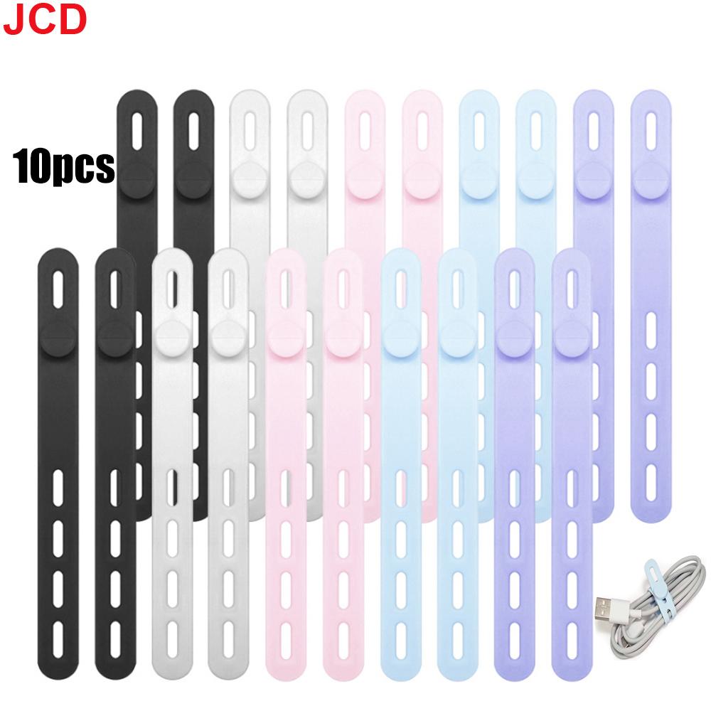 JCD 10pcs Silicone Cable Ties Assorted Color Reusable Heavy Duty Cable Organizer Management for Fastening Cords and Wires