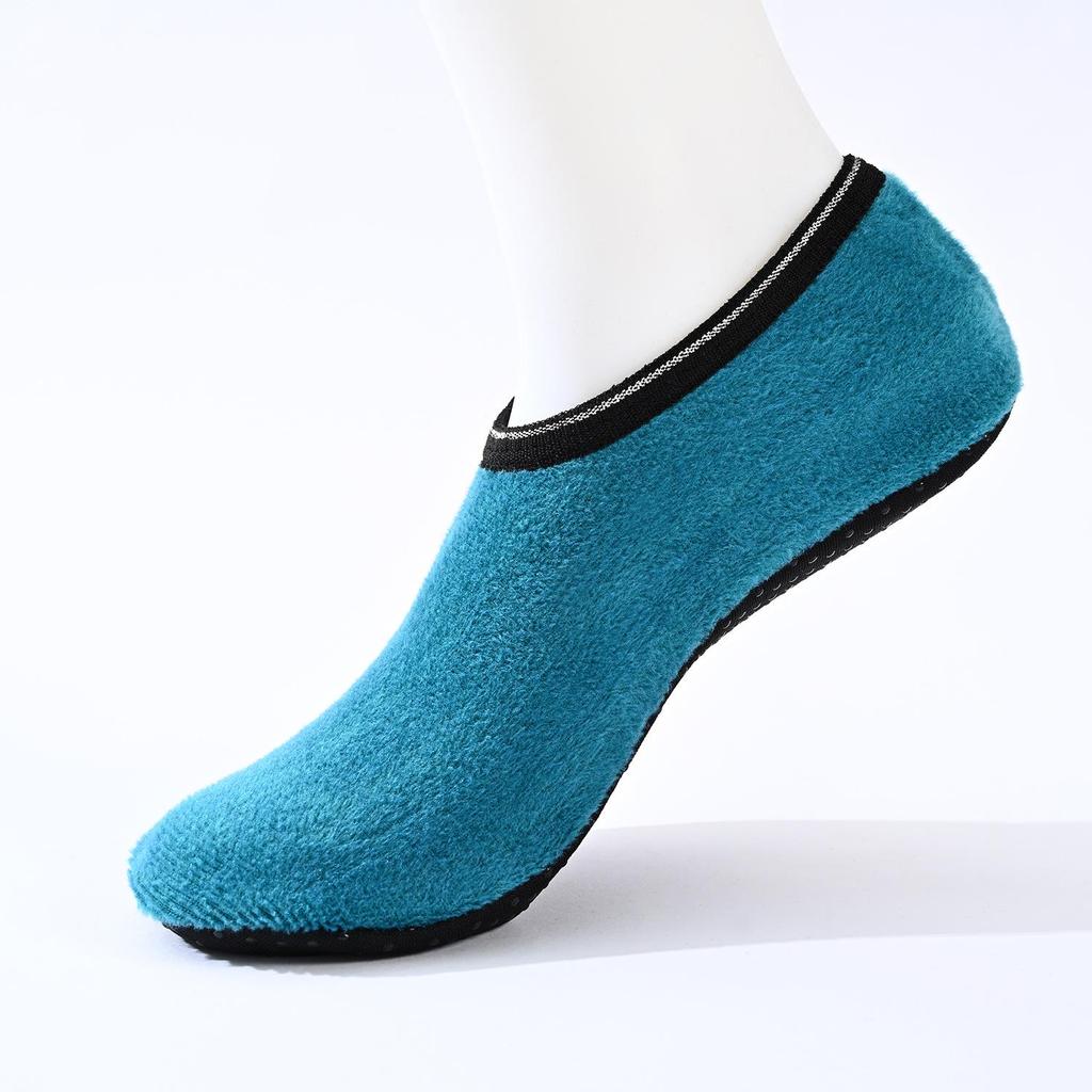 Women's Solid Color Non-Slip Velvet Thick Floor Socks for Autumn and Winter