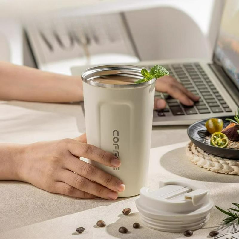Large Capacity Double-layer ulated Coffee Cup Portable Sealed 304 Stainless Steel Thermos Cup Tumbler With Lid Drinkware