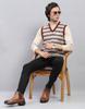 Monte Carlo Mens Brown Self Design V Neck Sleeveless Sweater