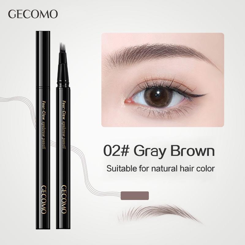 GECOMO Cienki i gładki pisak do brwi z czterema końcówkami Długotrwały Naturalny Dziki Wodoodporny Dolna rzęsa Kobieta
