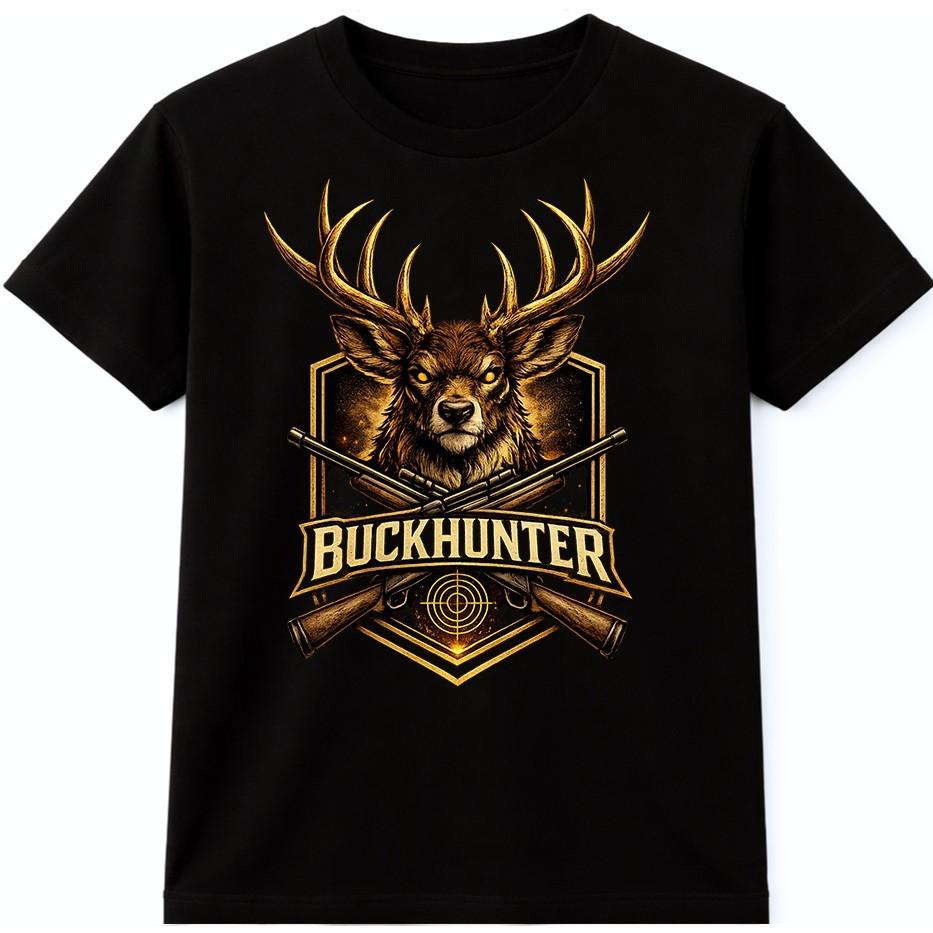 Deer Hunting T Shirt Buck Antlers Crossed Rifles Hunter Outdoor Graphic Tee S