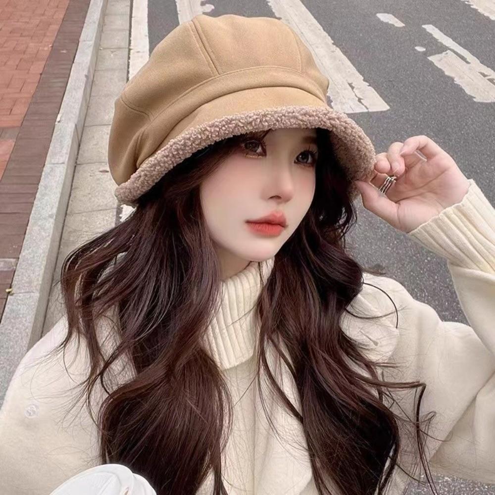 Classic Women Basin Cap Ear Protection Leisure Bucket Hat Autumn Winter Plush Beret Hat Outdoor