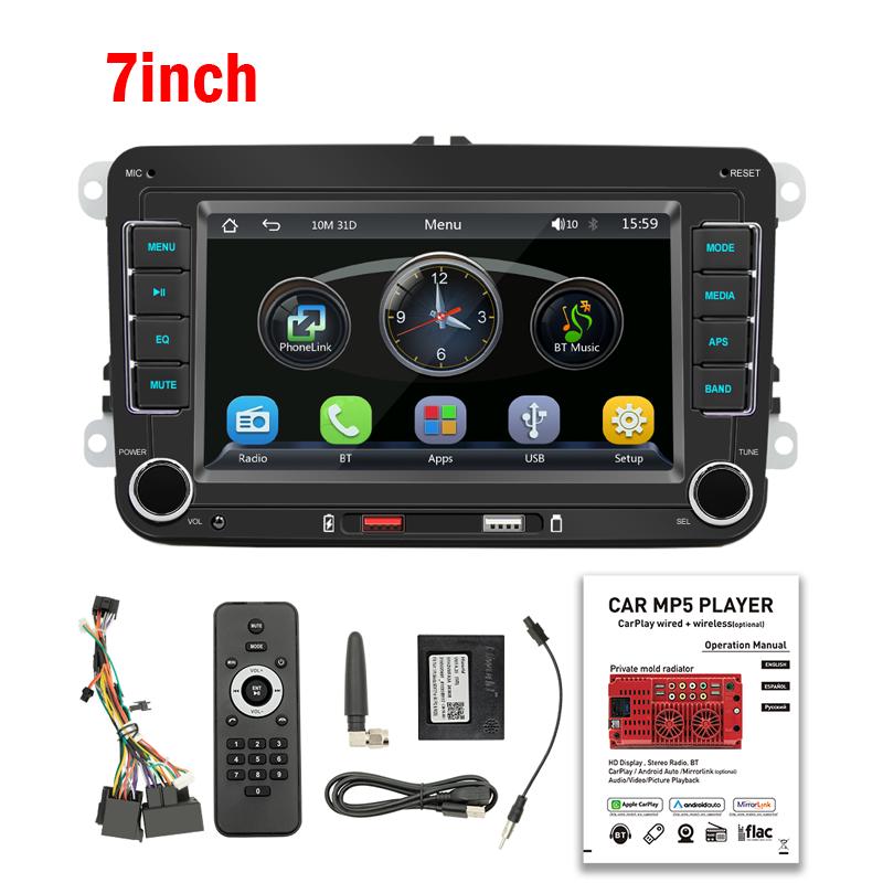 7" Car Media Video 2 Din FM RDS Airplay Car Radio Wireless CarPlay Android Auto Stereo Audio For VW/Seat/Skoda/Passat/Golf/Polo