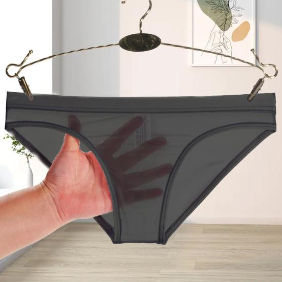 Men Underpants Breathable Mesh See Through No Bulge Pouch Low Waist Close-fitting Thin Summer Cool Triangle Pants Men Clothing