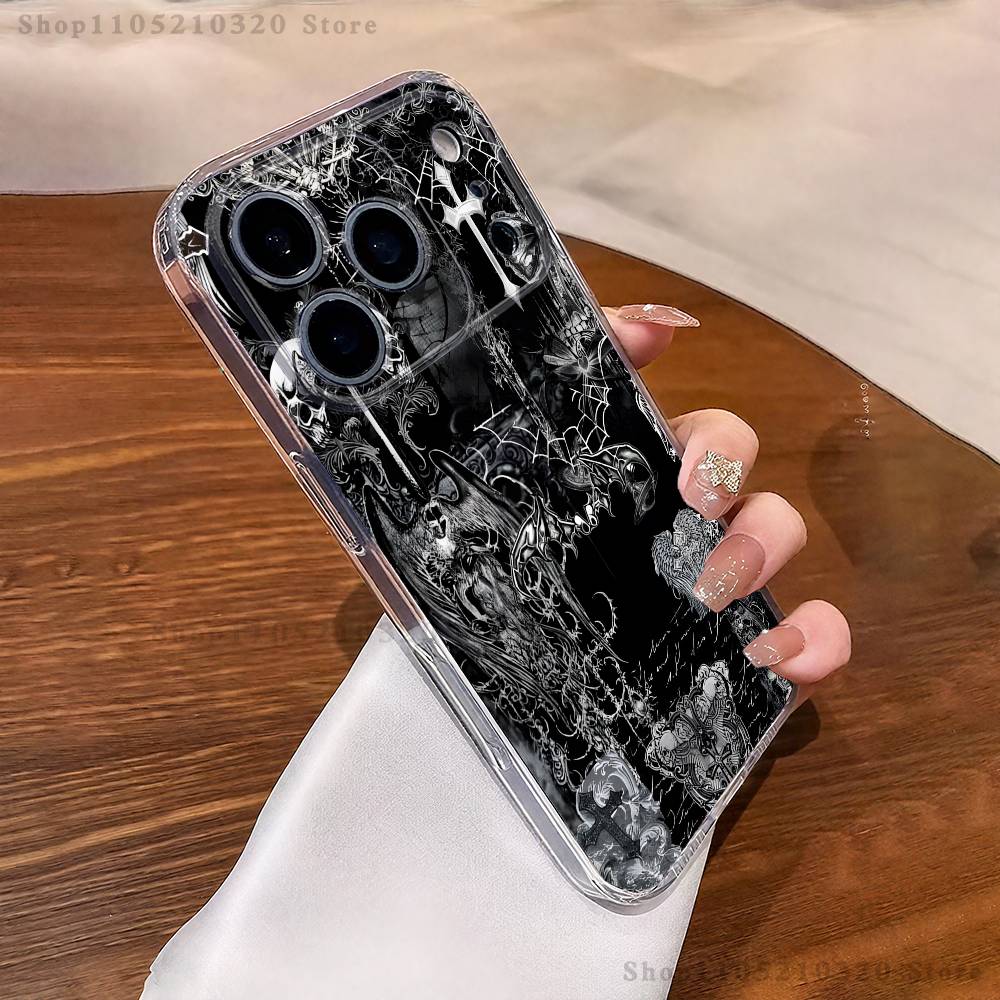 

Gothic cross symbol Phone Case For iPhone 16,15,17,12,13,14,11 Max,Pro,Plus,X,XS,XR,SE4,E Mini Transparent Cover iPhone12mini
