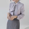 Elegant French Ribbon Blouse - Women's New Autumn Design, Chic Long-Sleeved Top for Gentle Temperament and Commuting Style.