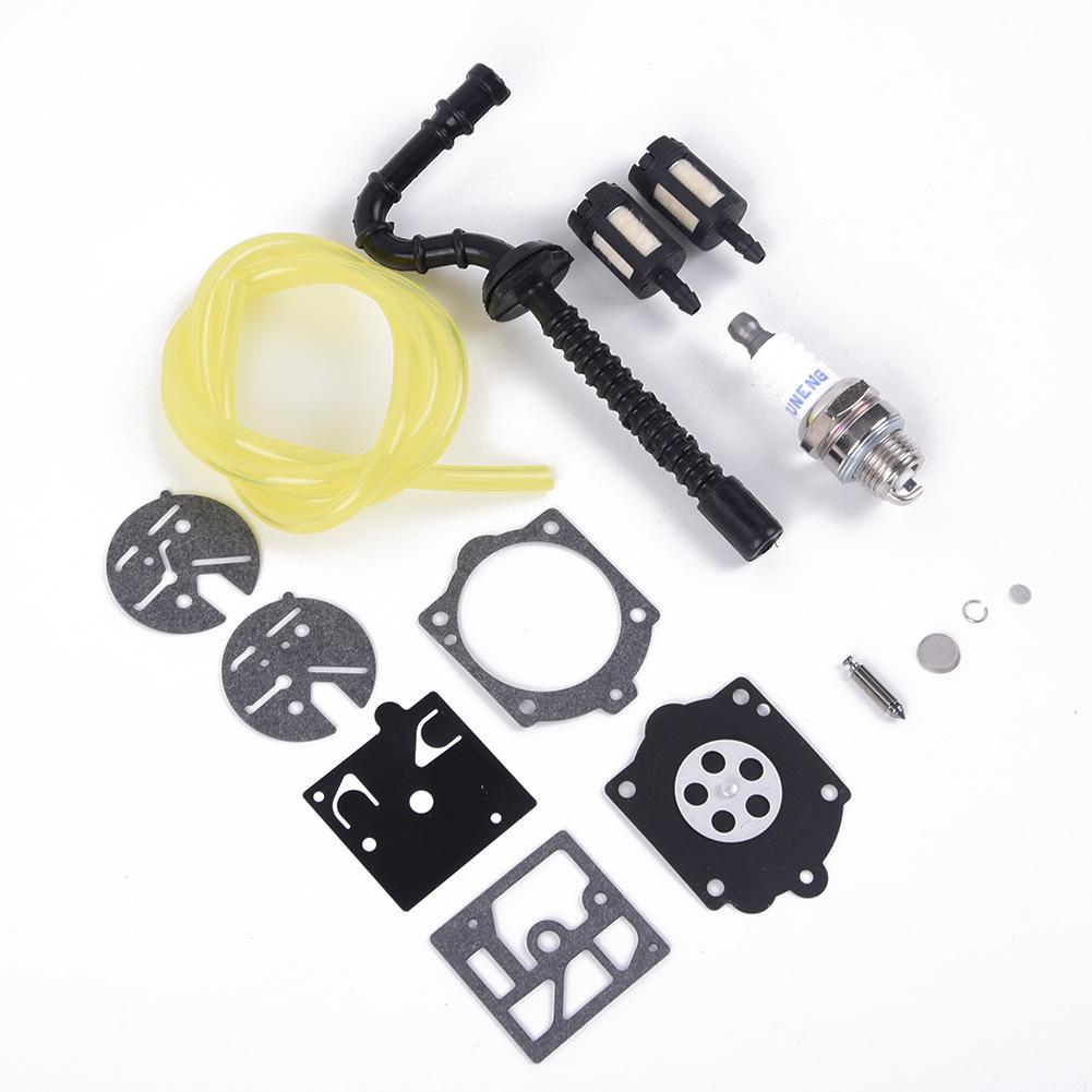 Fuel Filter Line Hose Package Suitable for 015 015AV 015L Chainsaw Part Complete Carburetor Repair Kit and Fuel Filters