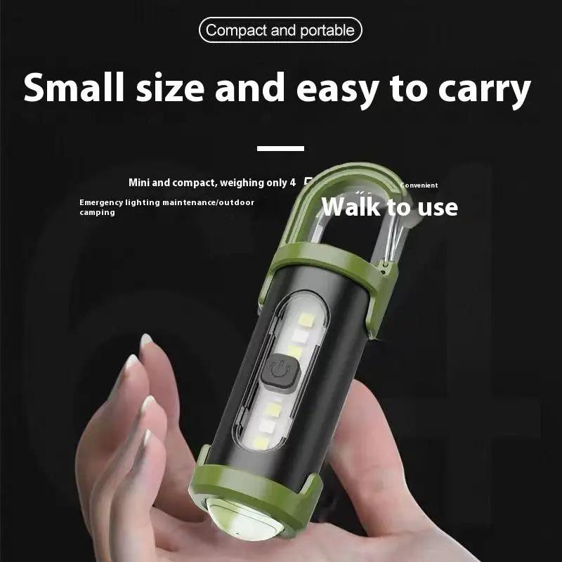 Mini Newest COB Ultra Bright Flashlight Rechargeable LED Keychain Hanging Portable Light Waterproof Keyring Camping Pocket Lamp
