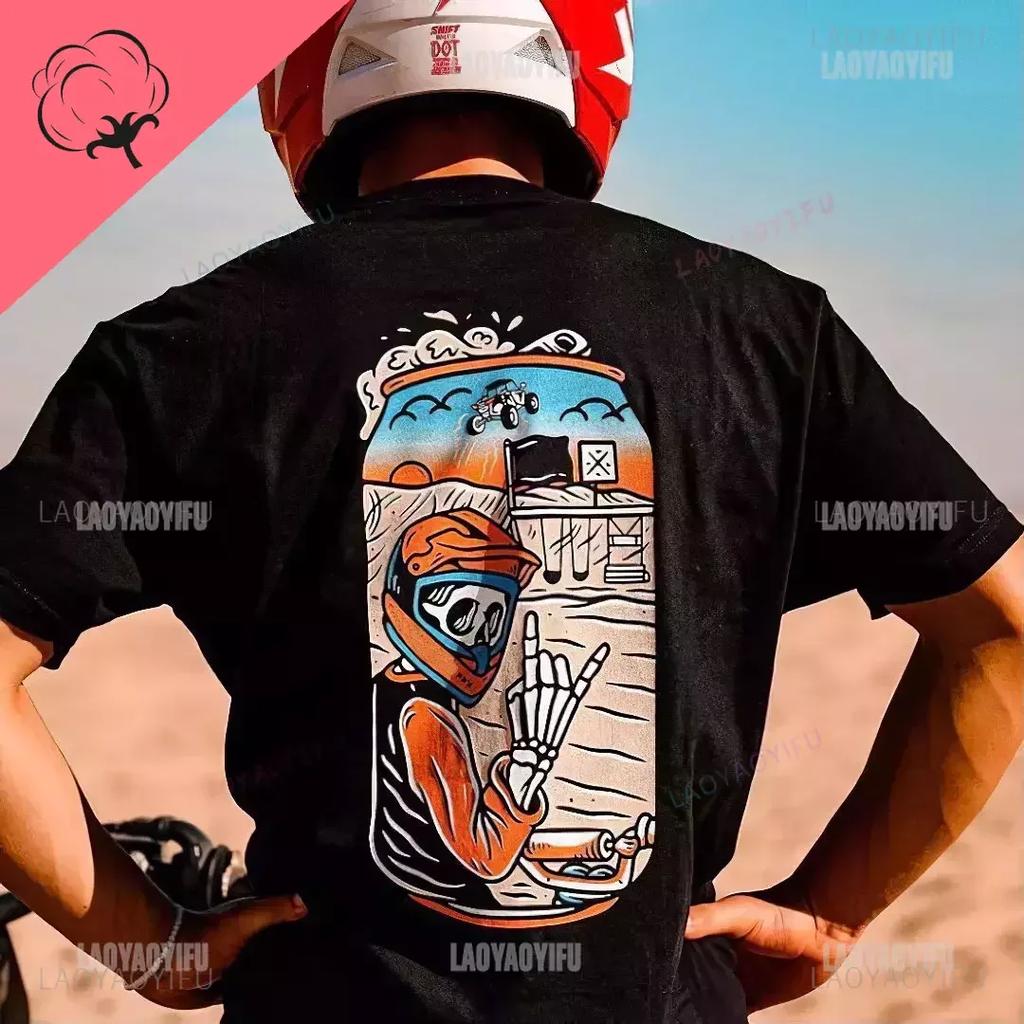 Gothic Harajuku Biker Skull Graphic Tshirts Men Fashion Trend Short Sleev Tops Dark Punk Skulls Retro T Shirt Male Oversized Tee