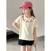 2026 New Summer Baby Clothes Korean Style Trendy Children's Clothing Girls Cartoon Cherry Print Casual Short-Sleeved T-Shirt Thin