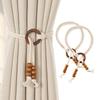 2Pcs Adjustable Drawstring Design Vintage Natural Wood Curtain Tiebacks - Elegant Window Decor for Living Room Bedroom - Standard & Sheer Curtains