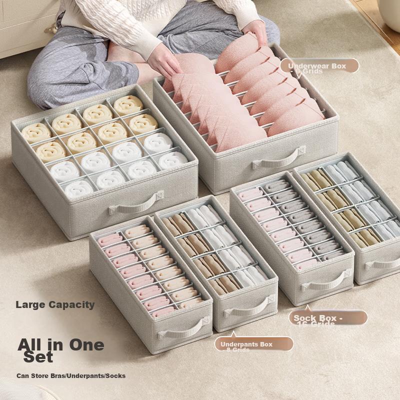 Underwear Storage Box, Bra And Sock Organizer, Panty Compartment Box, Home Closet Divider Storage Container, Small Size, 16 Compartments