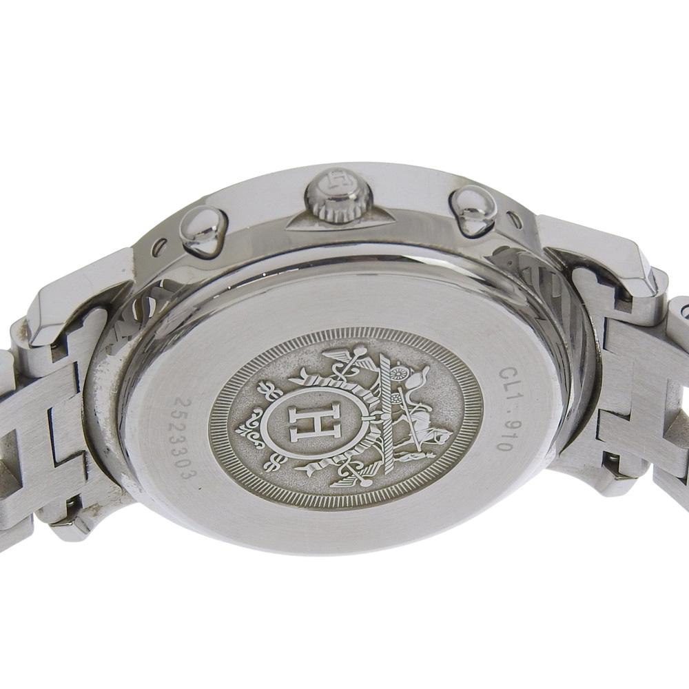 HERMES Clipper Watches CL1.910 Chronograph Silver blackDial Stainless Steel Quartz Chronograph mens Used