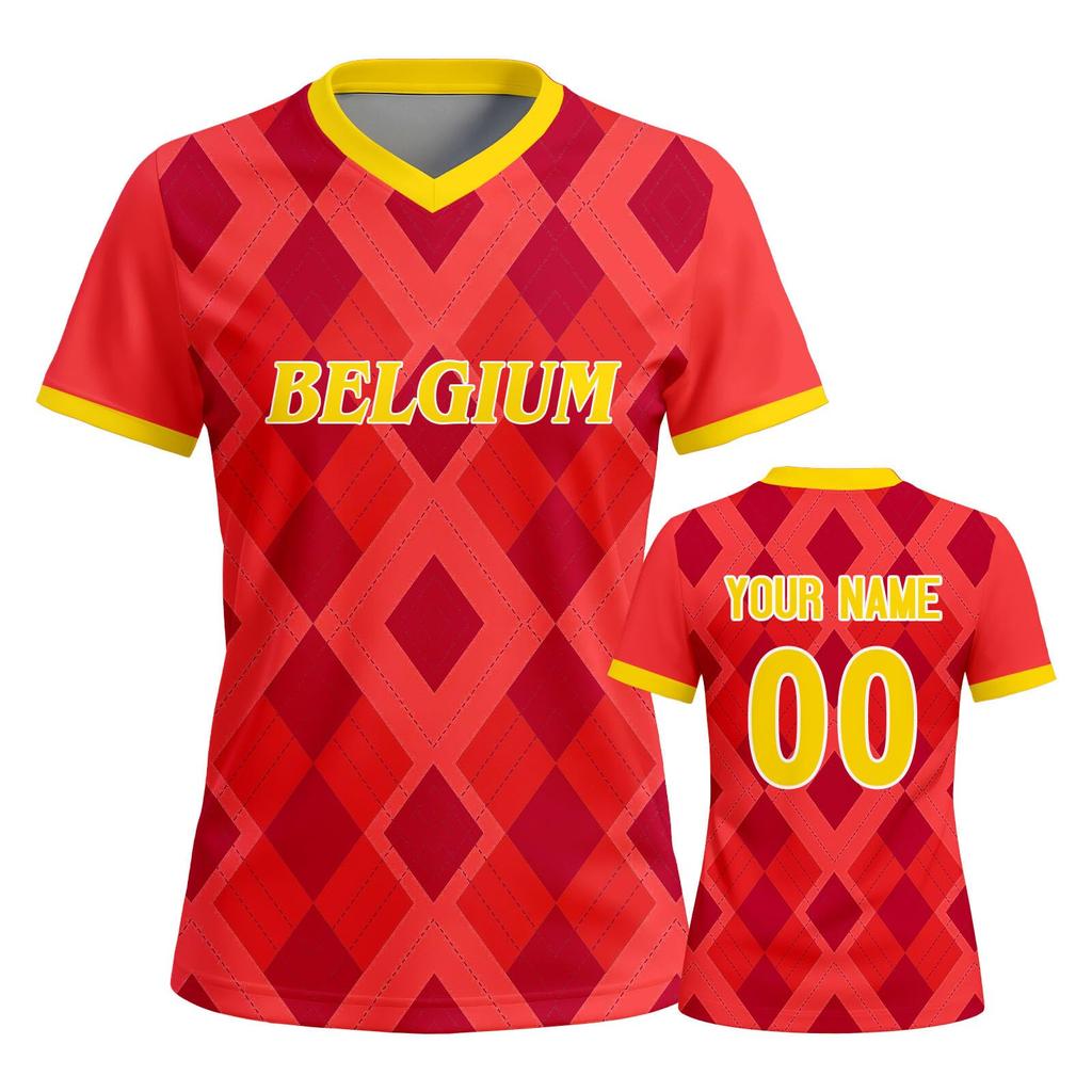 Women's Customizable Soccer Jersey Lightweight Breathable Sports Shirt V Neck Short Sleeve Athletic Top for Team Matches Training