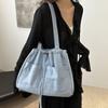 Casual Denim Tote Bag Large Capacity Canvas Bucket Bag Oxford Drawstring Shoulder Bag  Travel